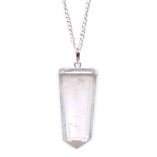 Gemstone Flat Pencil Pendant - Rock Quartz | Auro & Co