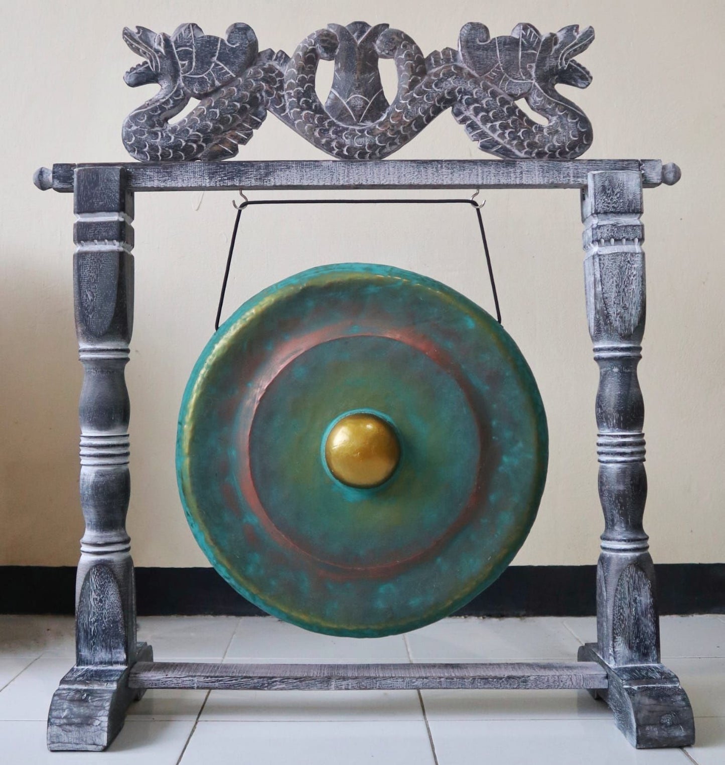 Medium Gong in Stand - 35cm - Greenwash | Auro & Co