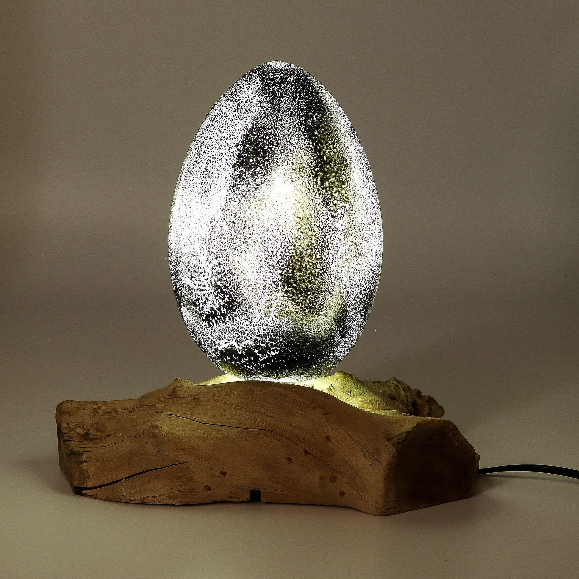 DriftGlow Lamp Crackle Lava Egg Shade - Grey – product image 6