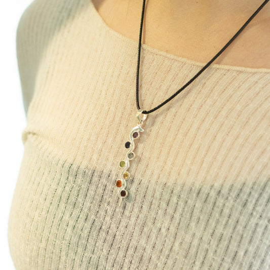 Indian Devotional Pendant - Silver Plated (45cm Cord)- Snake Chakra – detail view