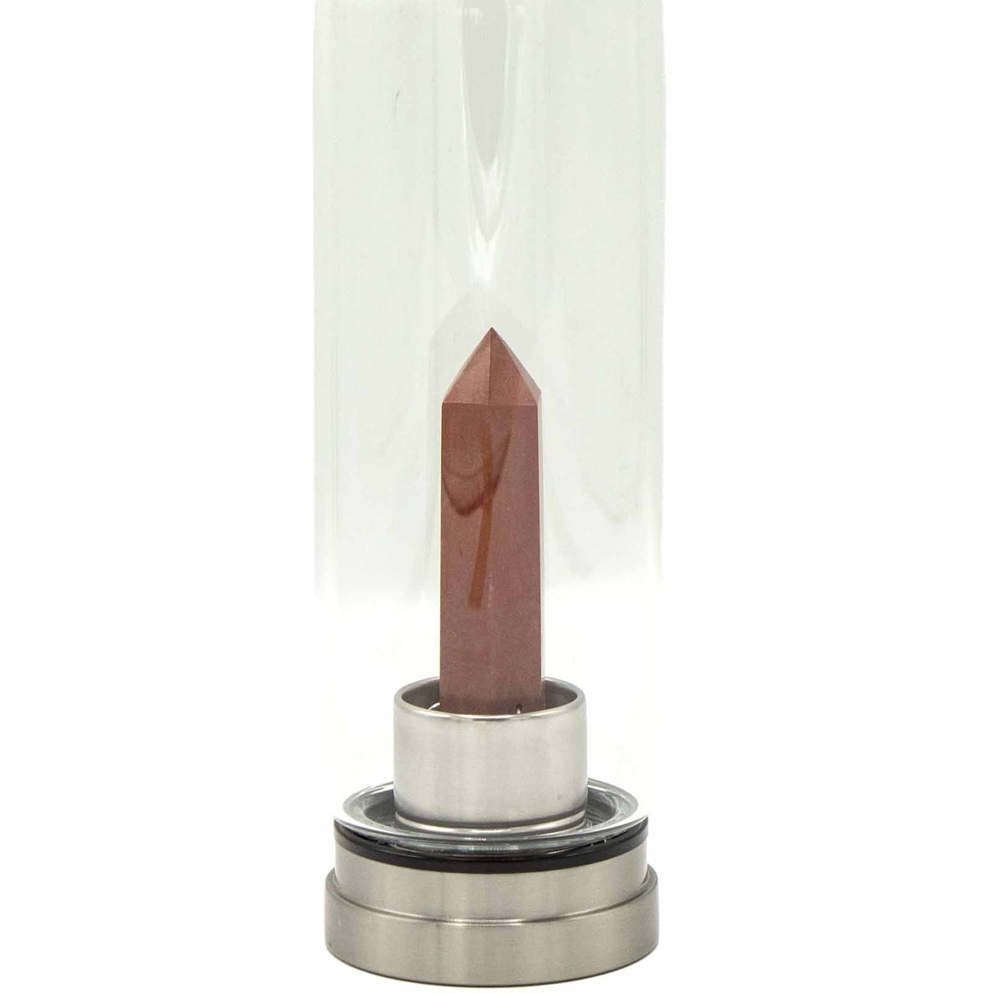Crystal Infused Glass Water Bottle - Invigorating Red Jasper - Obelisk – lifestyle shot
