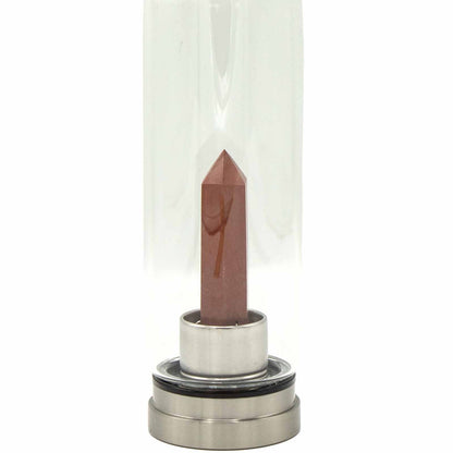 Crystal Infused Glass Water Bottle - Invigorating Red Jasper - Obelisk – lifestyle shot