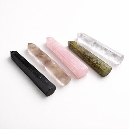 Gemstone Six Face Obelisk Point approx 11cm  - Rose Quartz – lifestyle shot