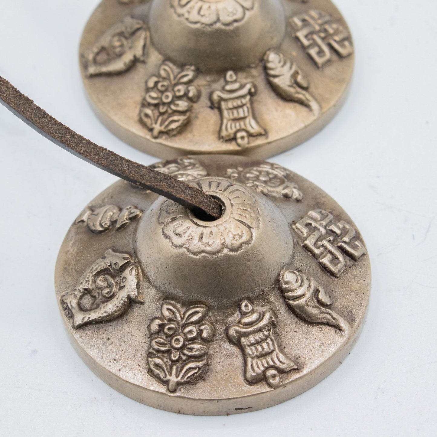 Premium Brass Tibetan Tingsha - Lucky Symbols - approx 6cm (155gm) – lifestyle shot