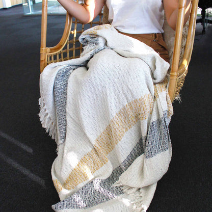 Sun-Soft Boho Layering Throw – Tasselled Edges