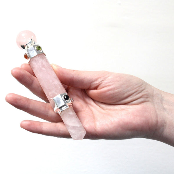 Hexagonal Crystal Healing Wand - 12cm - Rose Quartz – lifestyle shot