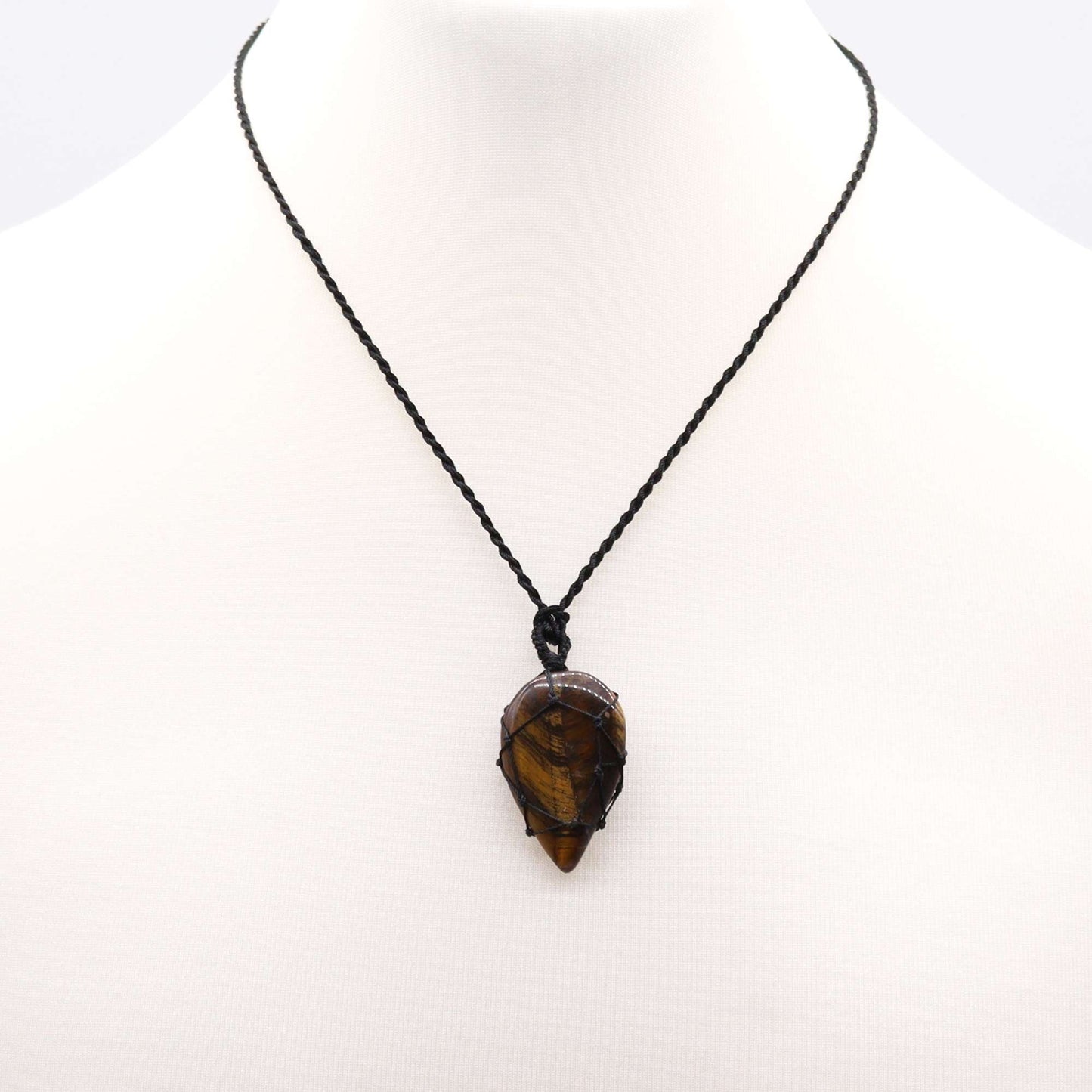 Laced Gemstone Teardrop Pendant - Tigereye – lifestyle shot