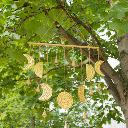 Moon Phases Brass Bell Chime, 43 x 40cm
