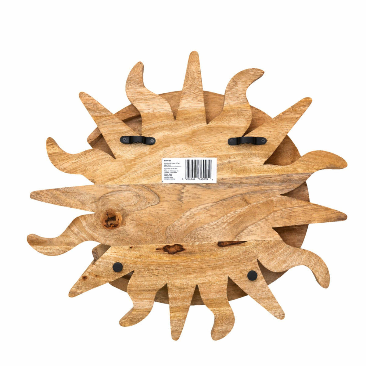 Sunrays & Moon 3 Tier Wall Shelf, Mango Wood