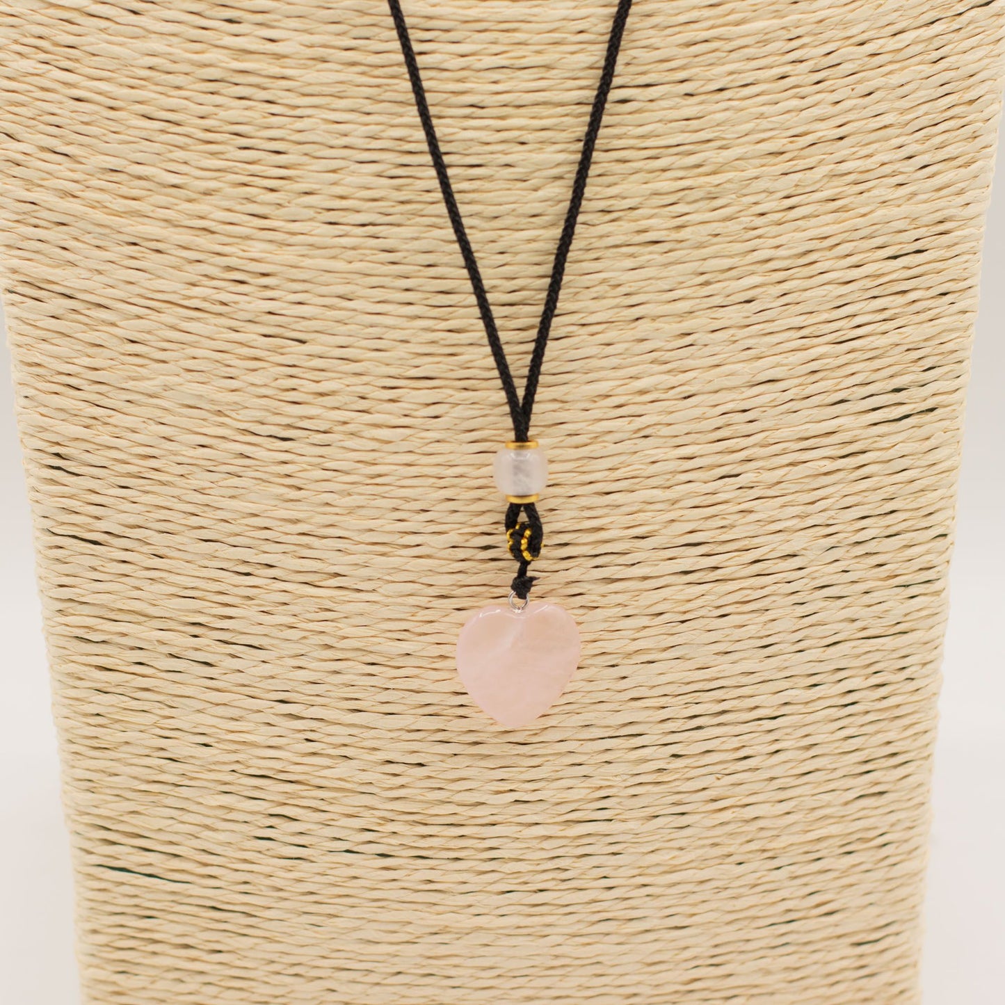 Cord Necklace Gemstone Pendant - Rose Quartz Heart – lifestyle shot