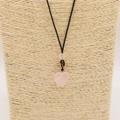 Cord Necklace Gemstone Pendant - Rose Quartz Heart – lifestyle shot