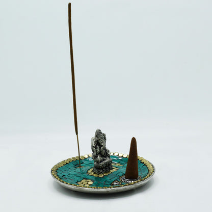 Ganesha Ceramic Mosaic Incense Holder