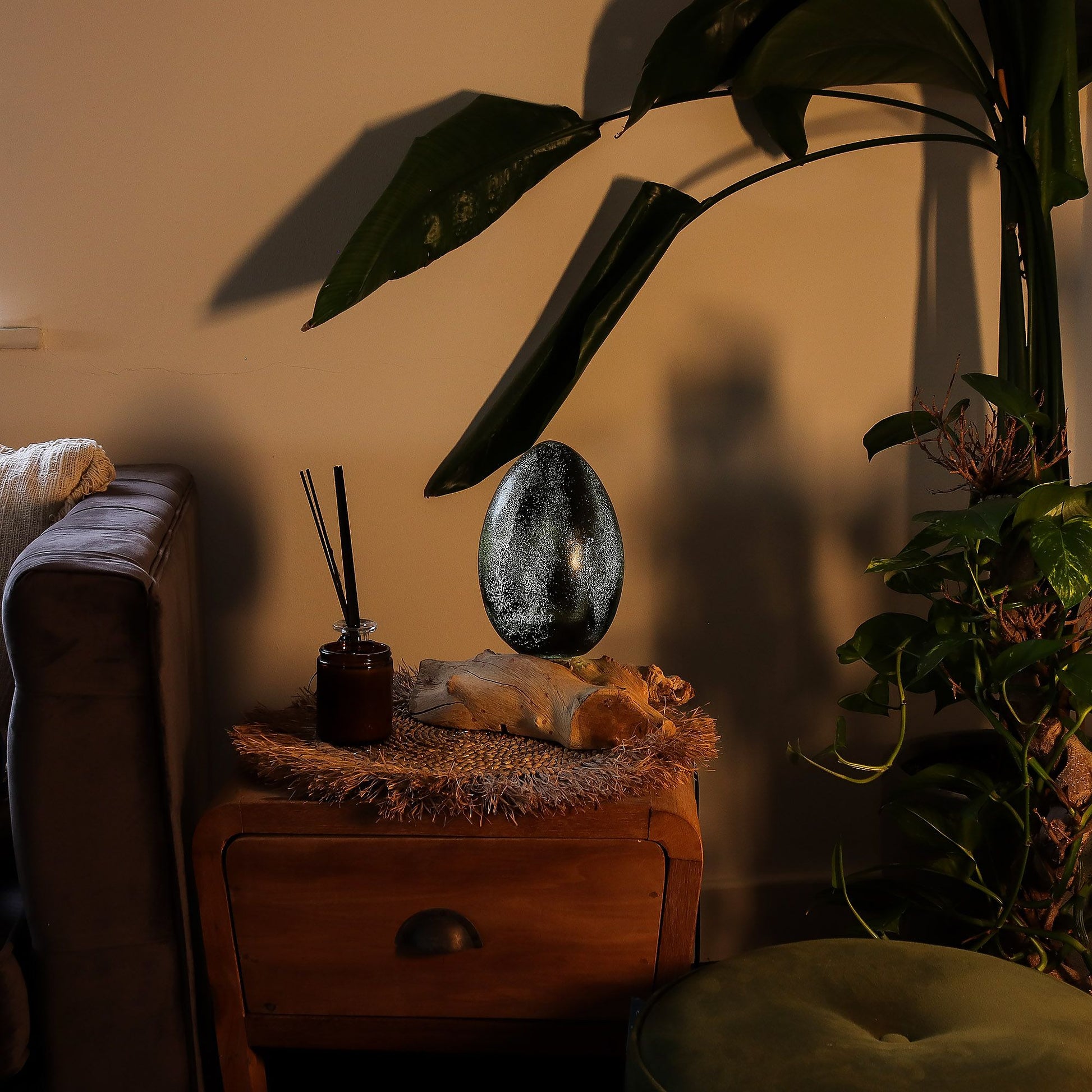 DriftGlow Lamp Crackle Lava Egg Shade - Grey – product image 7