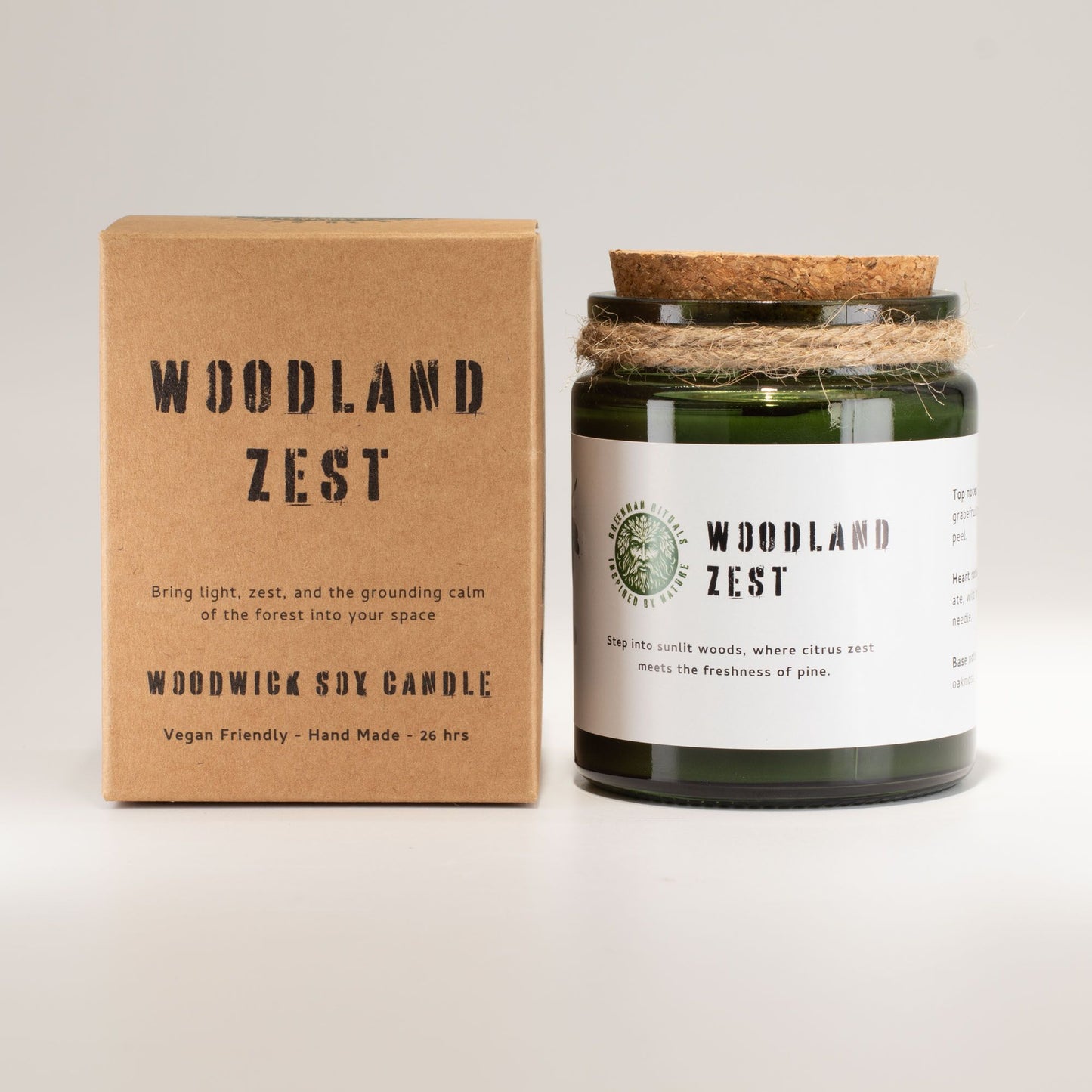 Greenman Woodwick Soy Candle - Woodland Zest – detail view