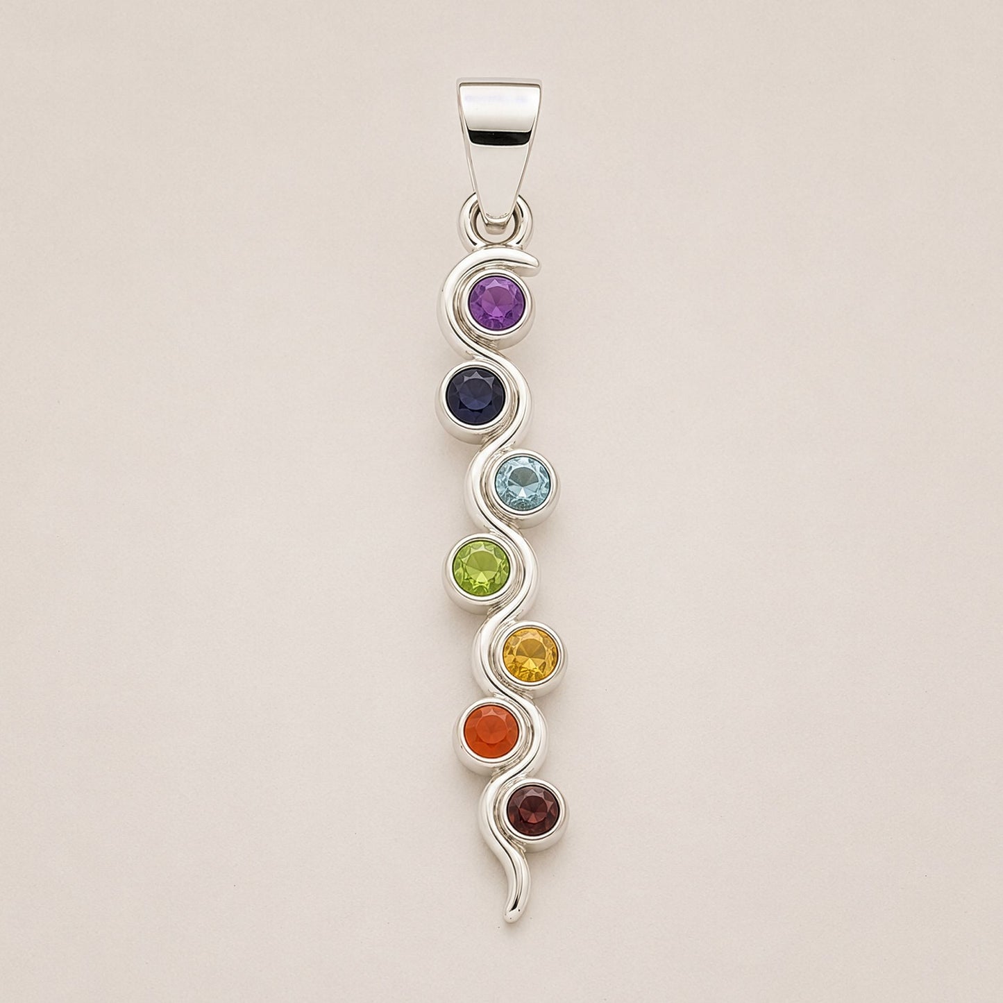 Indian Devotional Pendant - Silver Plated (45cm Cord)- Snake Chakra – lifestyle shot