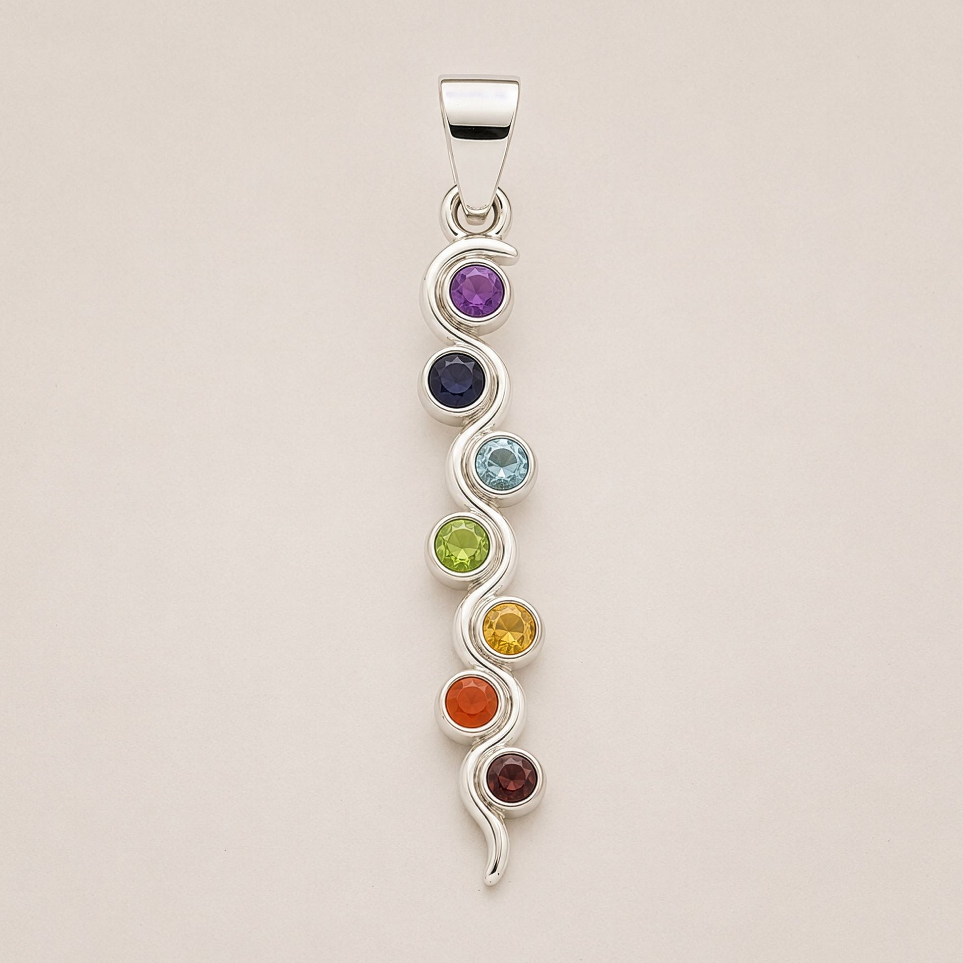 Indian Devotional Pendant - Silver Plated (45cm Cord)- Snake Chakra – lifestyle shot