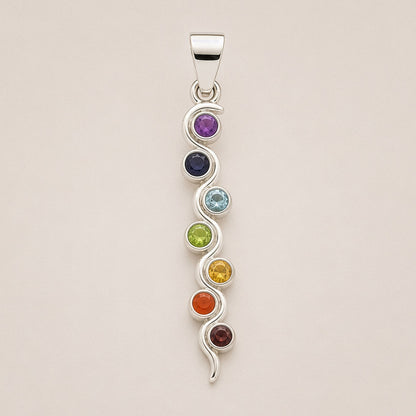 Indian Devotional Pendant - Silver Plated (45cm Cord)- Snake Chakra – lifestyle shot