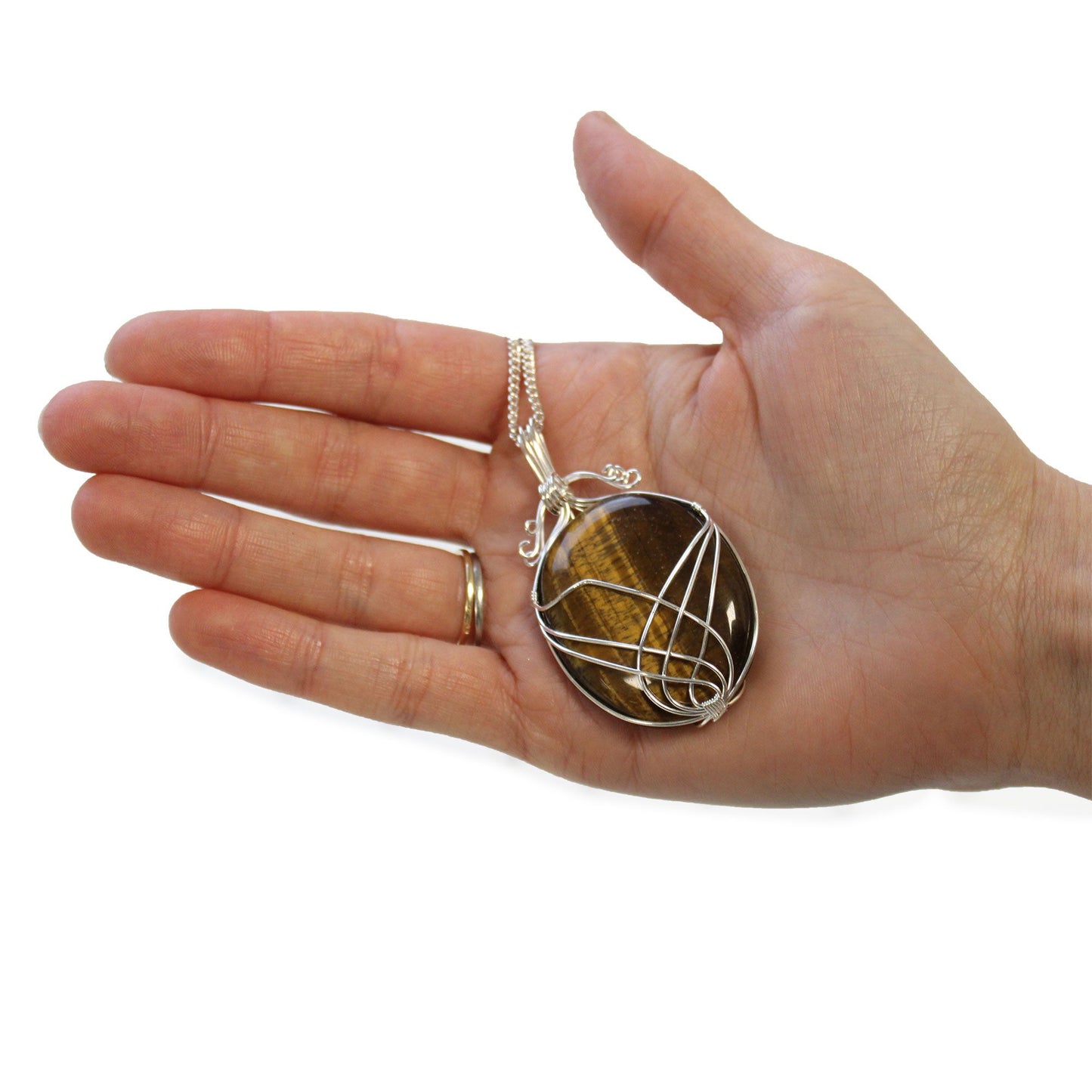 Swirl Wrapped Gemstone Necklace - Tiger Eye – product image 5