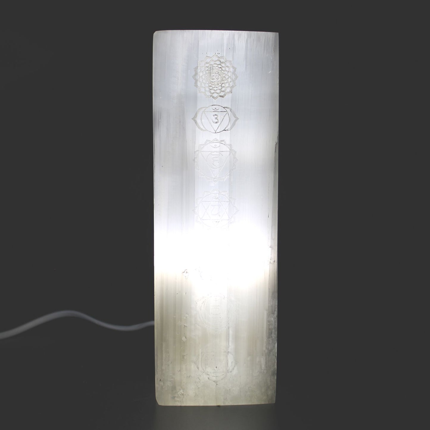 Selenite Block Lamp 25cm - Chakra Lamp – detail view