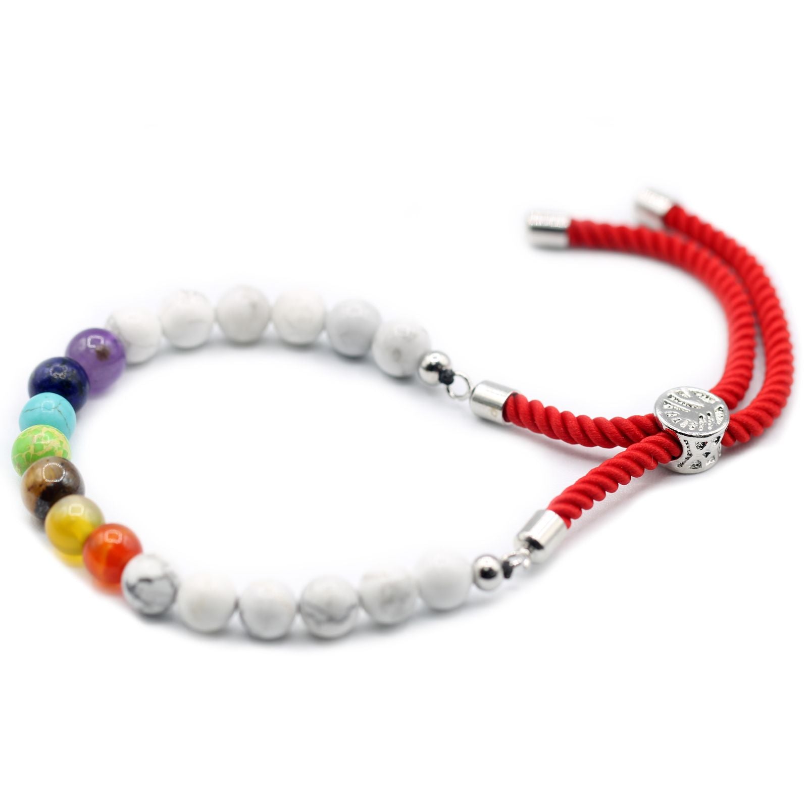 925 Silver Plated Gemstone Royal Red String Bracelet - White Howlite Chakra | Auro & Co