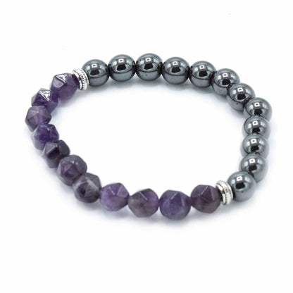 Faceted Gemstone Bracelet - Magnetic Amethyst – detail view