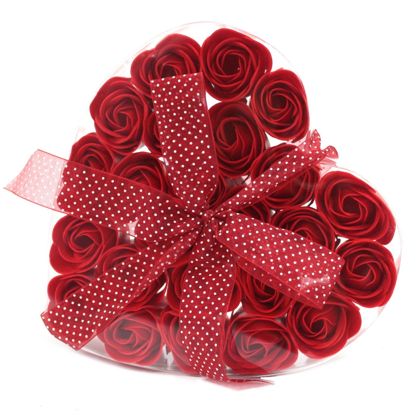 Set of 24 Soap Flower Heart Box - Red Roses | Auro & Co
