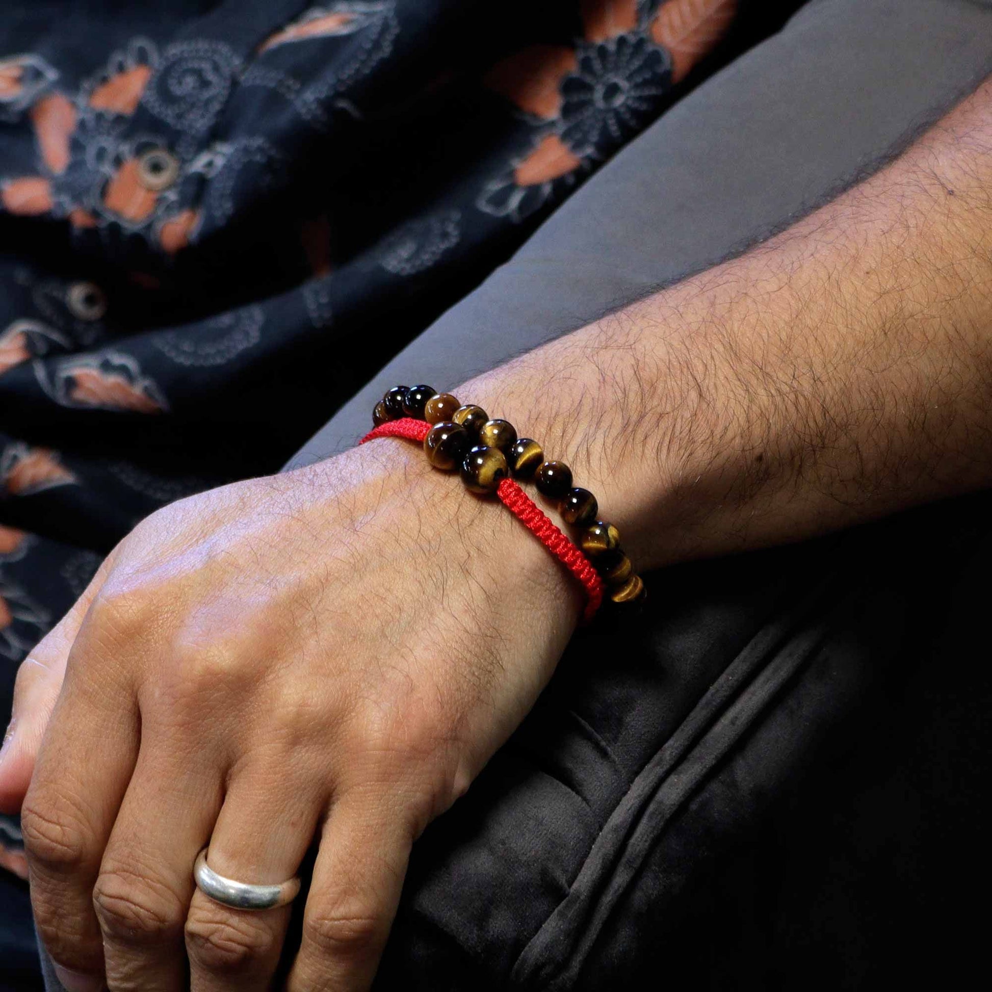 Gemstone Double Power Bracelets- Tiger Eye – detail view