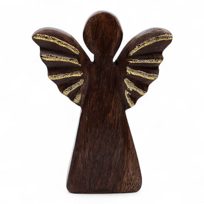 Medium Mango Wood Angel - Gold Decor | Auro & Co
