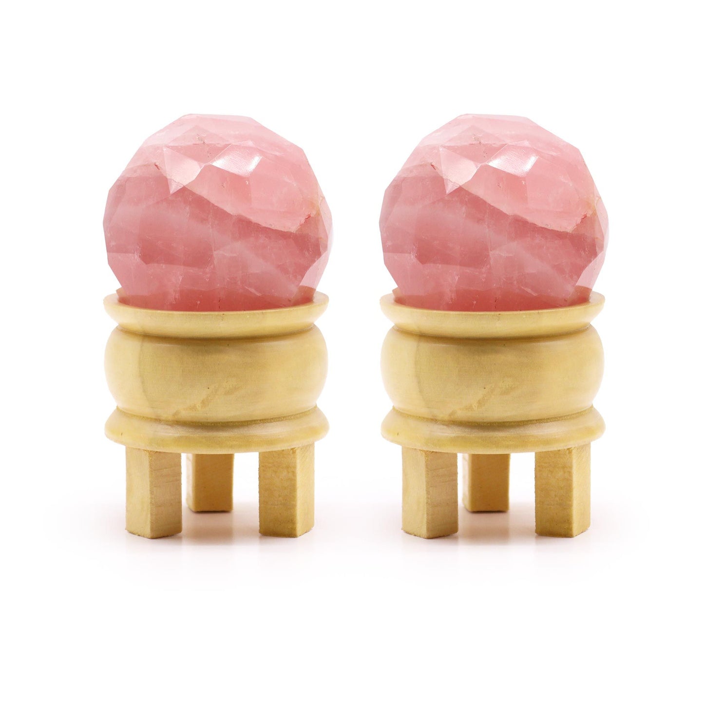 Gemstone Faceted Healing Ball & Stand - Rose Quartz – detail view