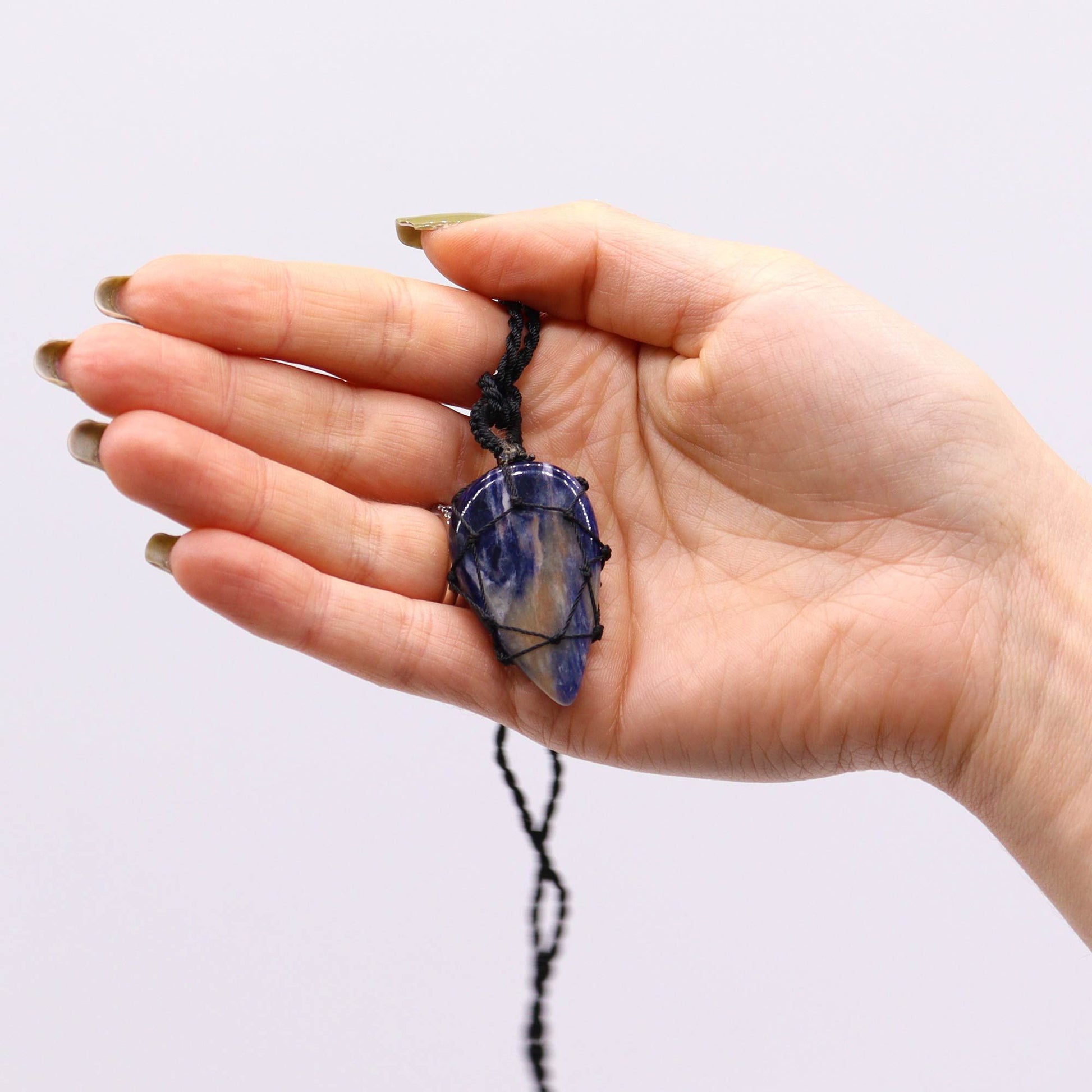 Laced Gemstone Teardrop Pendant - Sodalite – lifestyle shot