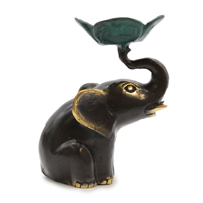 Elephant Brass Candle and Incense Holder, Small