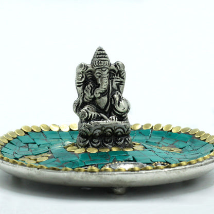 Ganesha Ceramic Mosaic Incense Holder