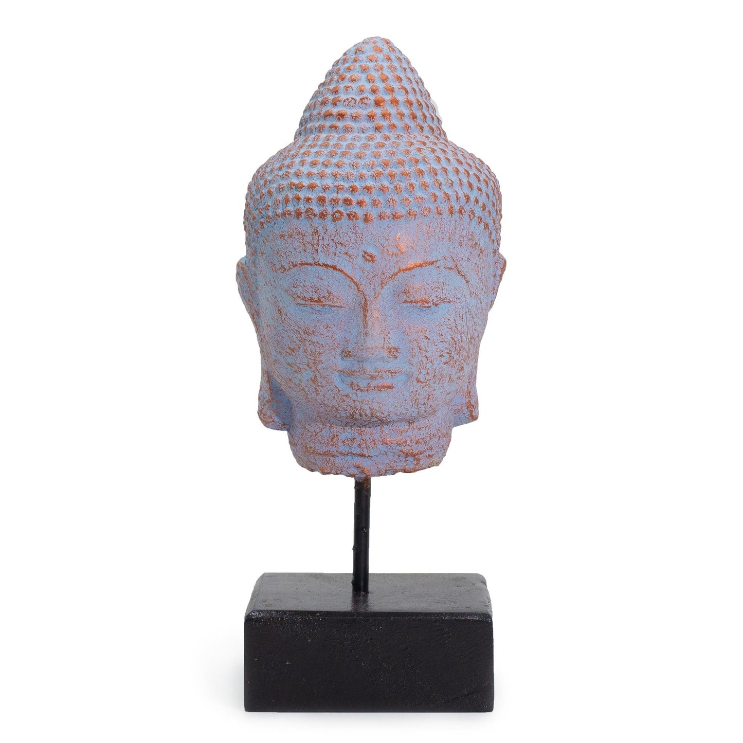 Stillness Buddha Head on Stand - Blue Copper