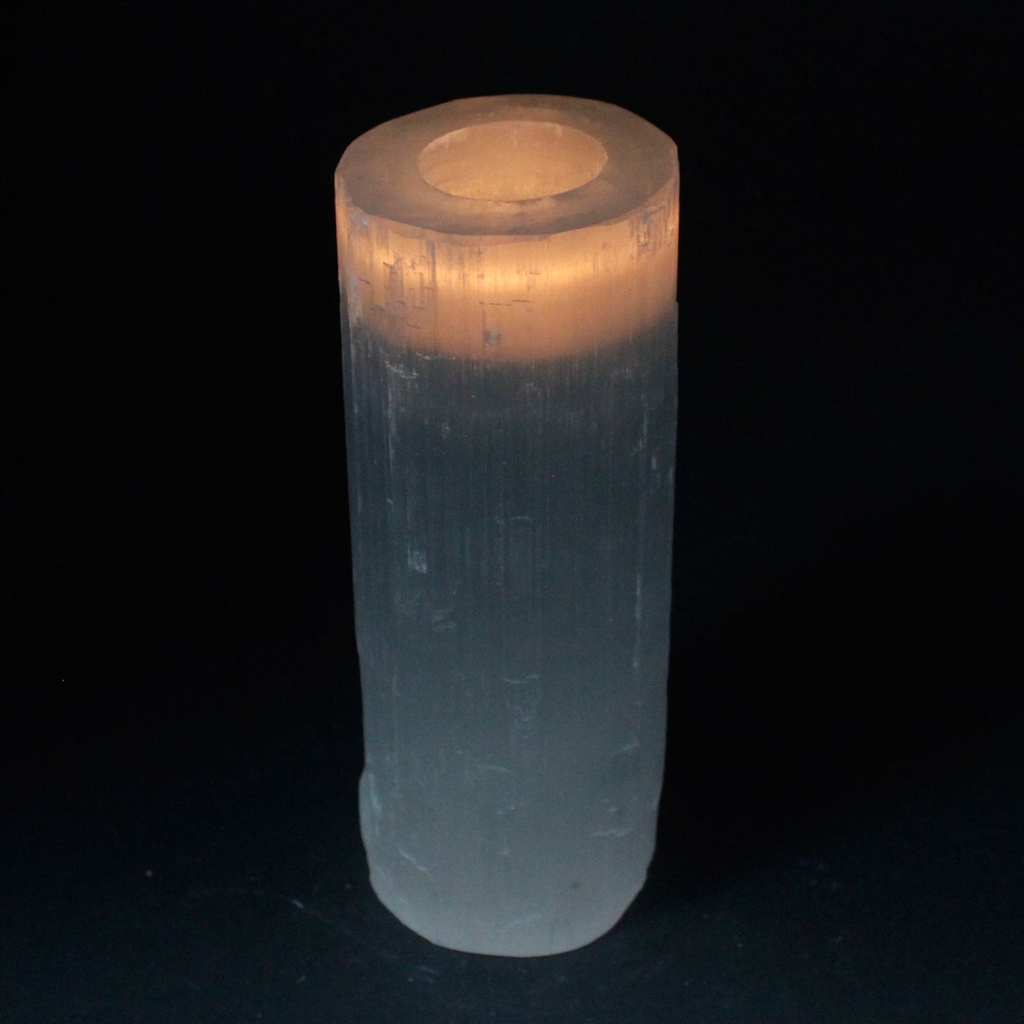 Selenite Cylinder Candle Holder - 20 cm – detail view