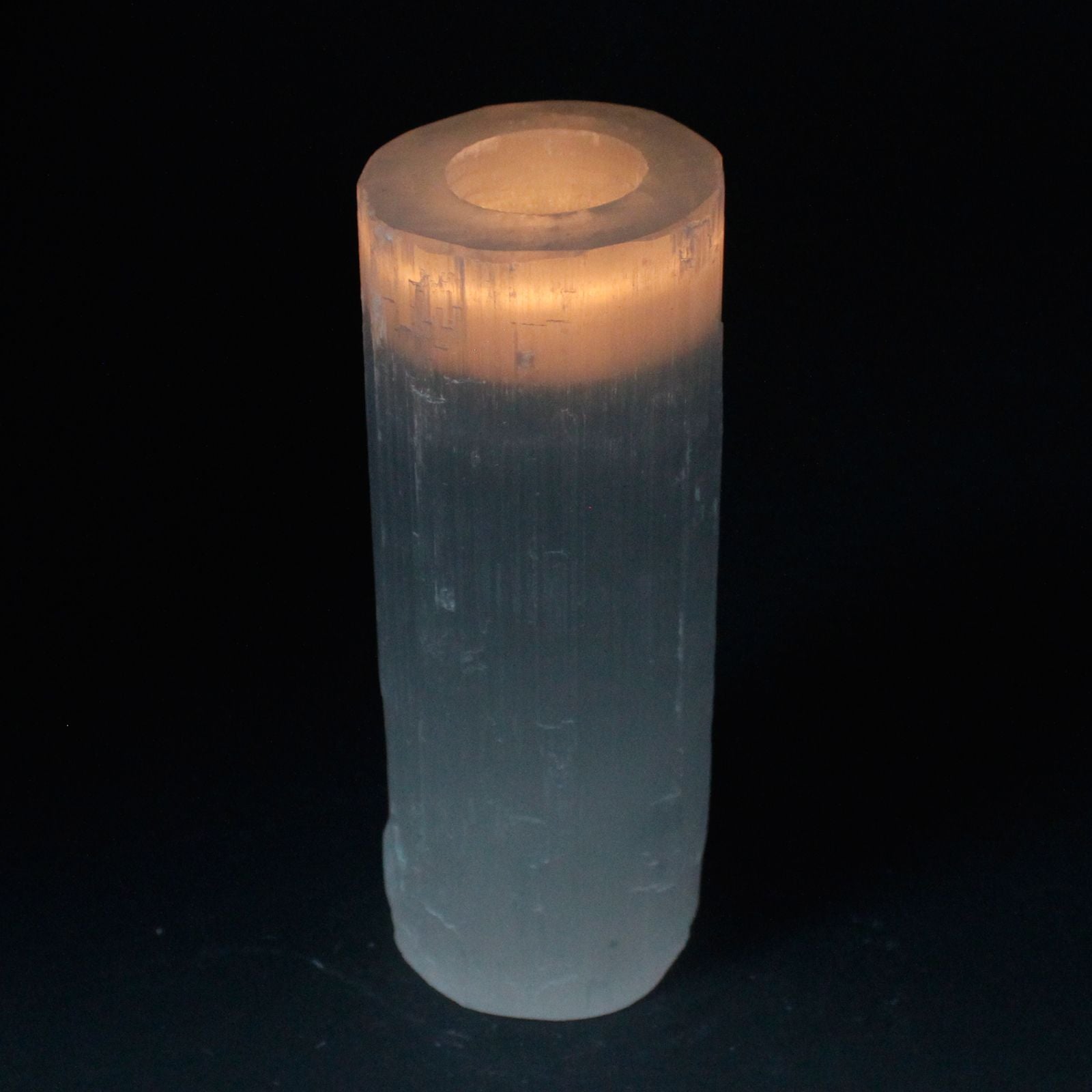 Selenite Cylinder Candle Holder - 20 cm – detail view