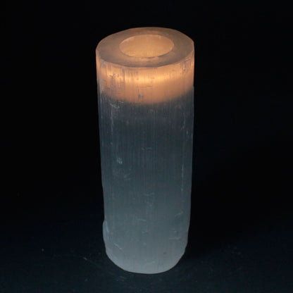 Selenite Cylinder Candle Holder - 20 cm – detail view