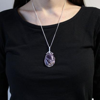 Swirl Wrapped Gemstone Necklace - Amethyst – detail view