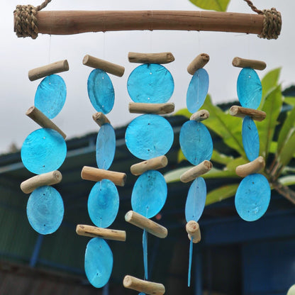 Blue Driftwood & Capiz Shell Wind Chime