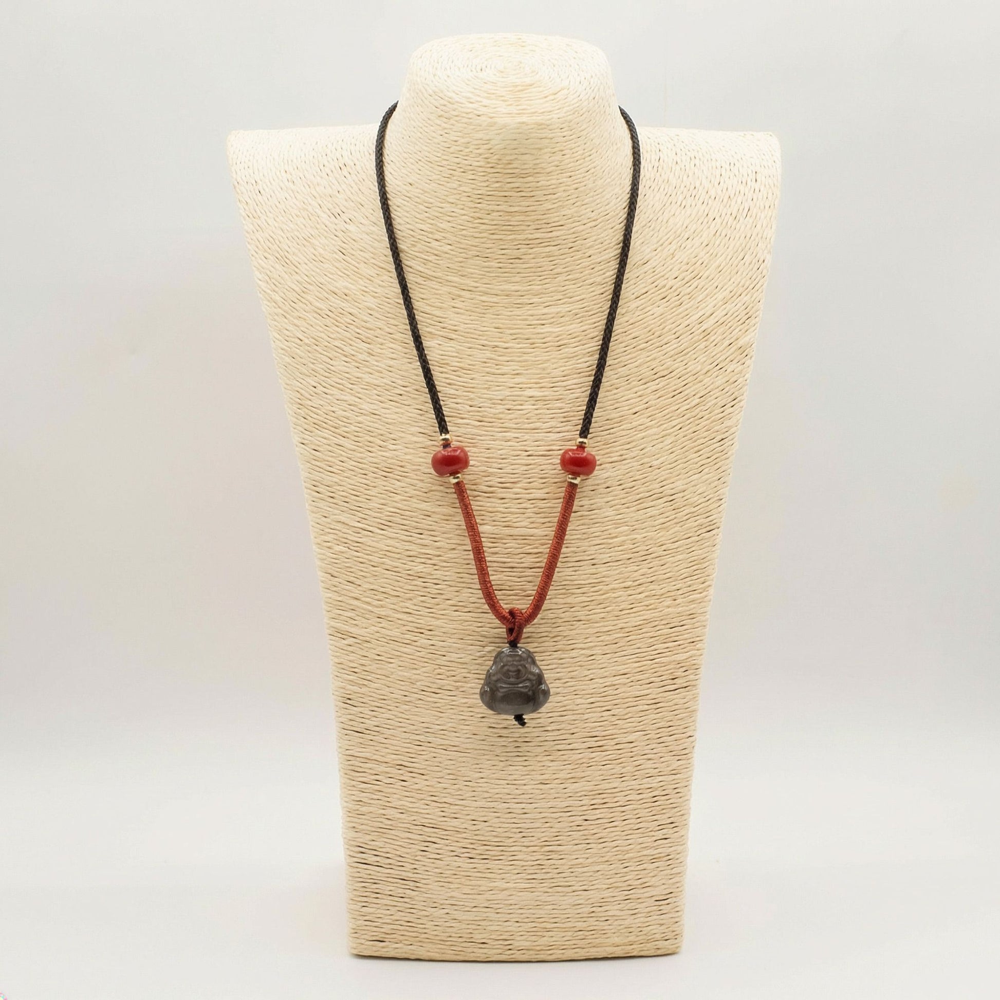 Cool Gemstone Pendants - Sliver Obsidian Buddha – detail view