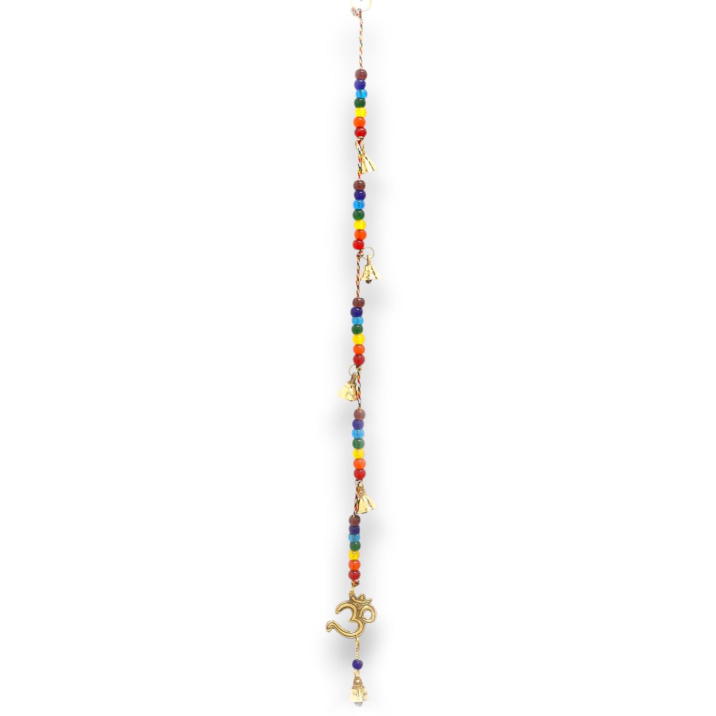Indian Chimes - Brass OM with Chakra Beads String Bells 53cm
