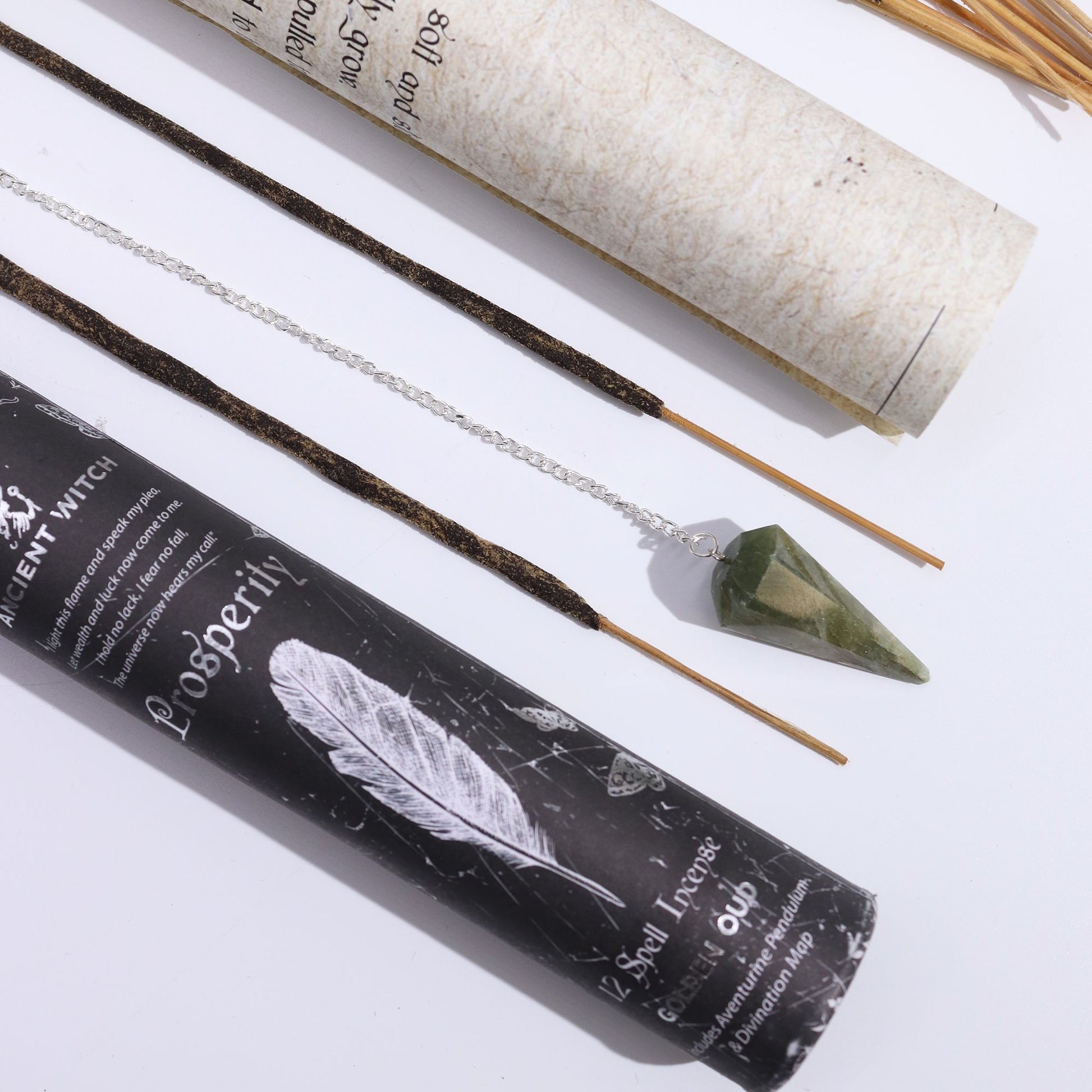 Ancient Witch Spell Incense - Prosperity - Aventurine Pendulum – product image 6