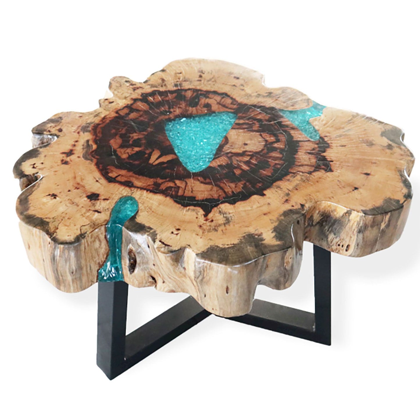 Lagoon Crest Table – Hand-Shaped Wood & Resin Piece