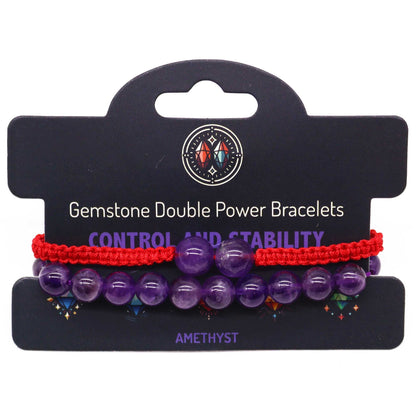 Gemstone Double Power Bracelets- Amethyst | Auro & Co