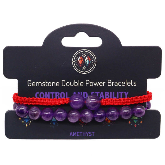 Gemstone Double Power Bracelets- Amethyst | Auro & Co