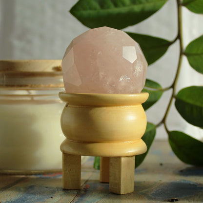 Gemstone Faceted Healing Ball & Stand - Rose Quartz – lifestyle shot