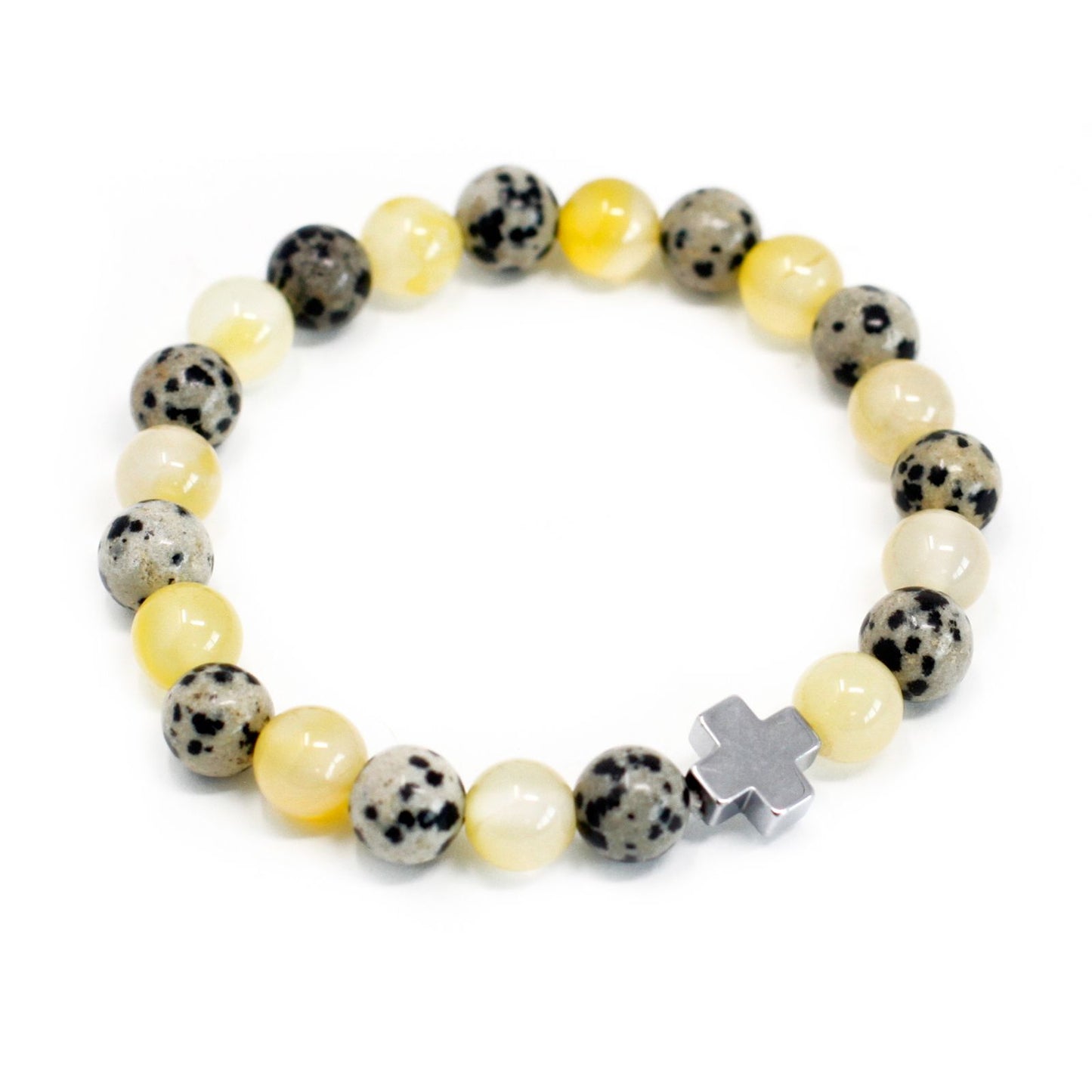 Set of 2 Gemstones Friendship Bracelets - Protection - Dalmatian Jasper & Yellow Agate – lifestyle shot