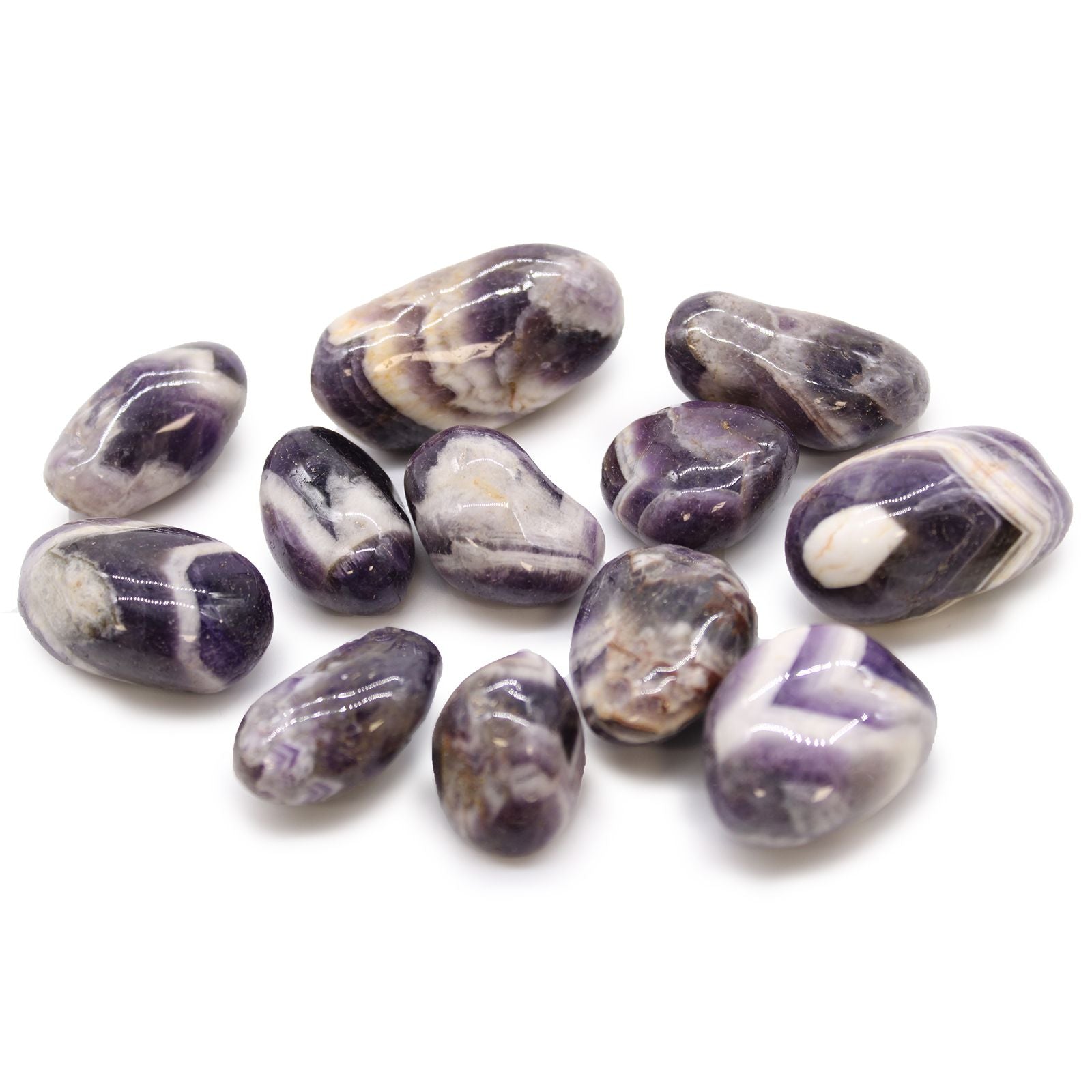 Medium African Tumble Stones - Amethyst - Chevron | Auro & Co