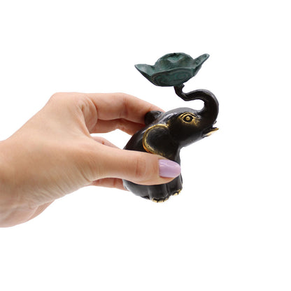 Elephant Brass Candle and Incense Holder, Small