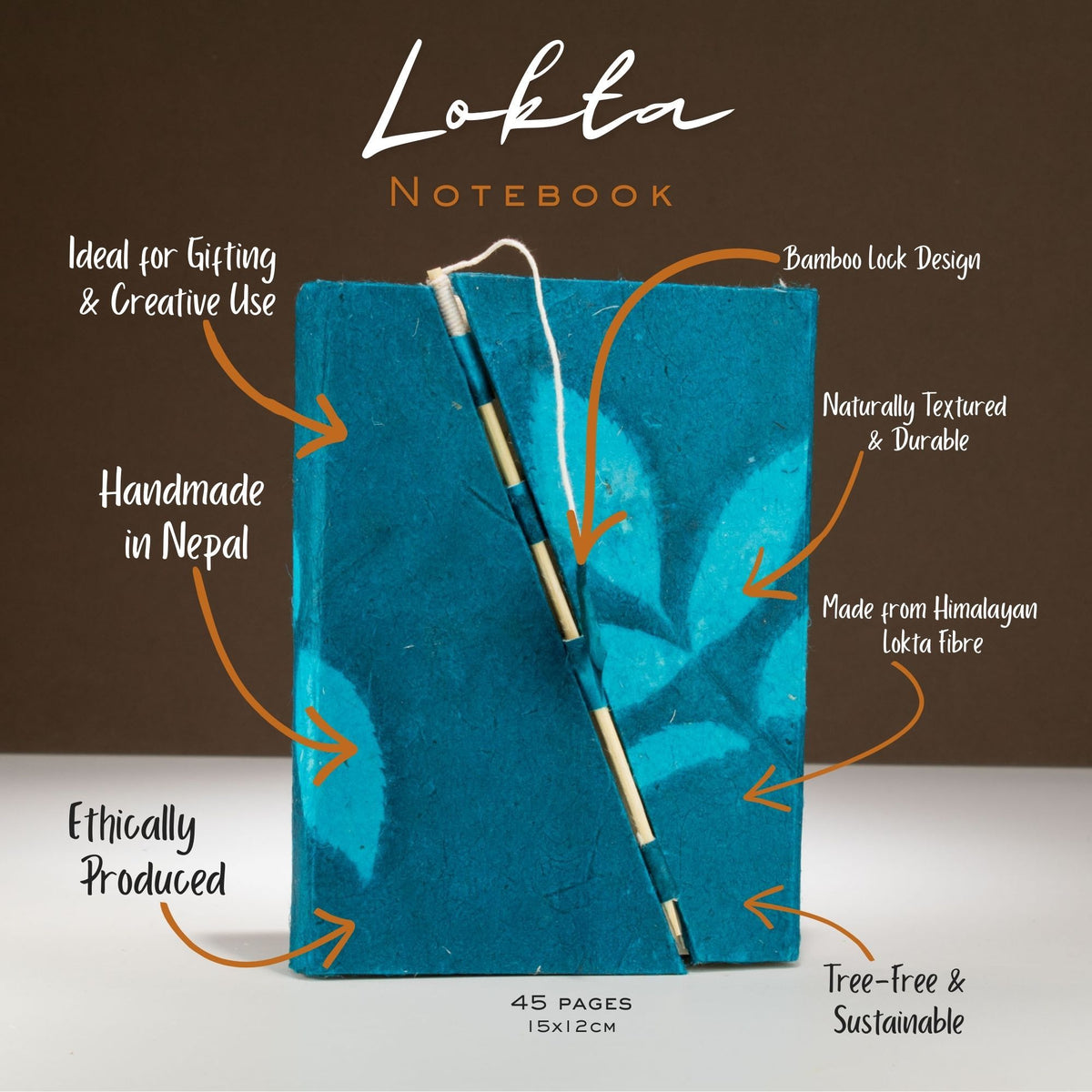 Midnight Blue Lokta Notebook, Medium
