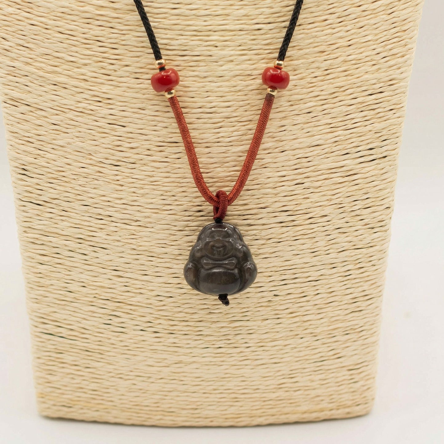 Cool Gemstone Pendants - Sliver Obsidian Buddha – lifestyle shot